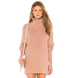 Free People Softly Structured Ribbed Tunic Mauve Cowl Neck Size Small